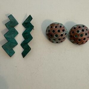 Two Pairs Vintage Copper Post Earrings